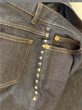 Valentino Black Slim Jeans with Gold Stud Trim